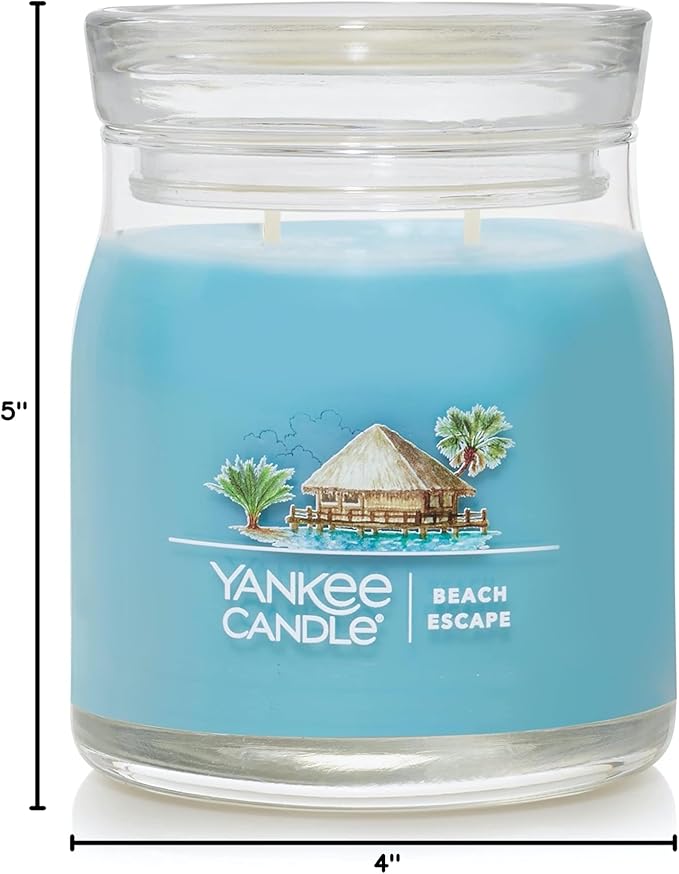 Yankee Candle Beach Escape Scented Signature 13oz Medium Jar 2-Wick Candle Over 35 Hours of Burn Time