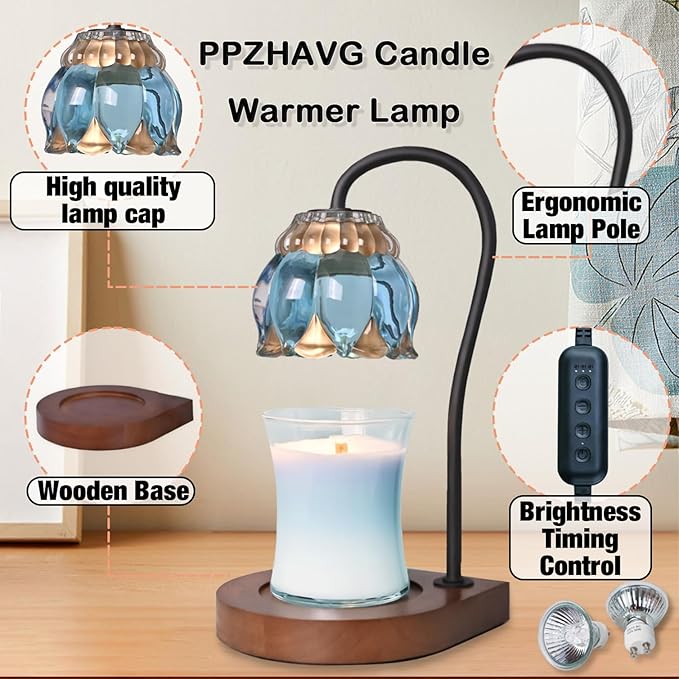 PPZHAVG Candle Warmer Lamp Birthday Gifts for Women Mom, Mothers Day Gifts, Compatible with All Jar Candles, Wax Melt for Candle Home Decor, Modern Farmhouse Decor, Candle Warmer Timer SkyBlue