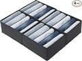 Qozary Jeans Pants Organizer for Closet, 4 Pack Drawer Organizers for Clothing, 5 Grids Wardrobe Clothes Storage, Deep Drawer, for Shirts, Leggings