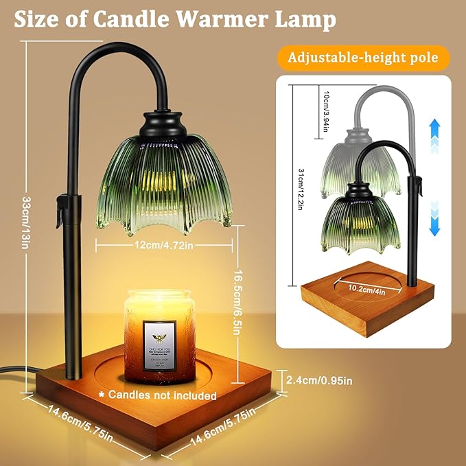 YGS-Tech Candle Warmer Lamp with Timer Dimmer, Height Adjustable Candle Warmer Lamp for Jar Candles, Birthday Gifts for Women Mom, House Warming Gifts New Home Decor