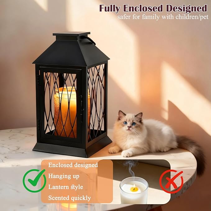 Black Candle Warmer Lamp with Timer Dimmable,Compatible with 3 Wick Candles/Large Candel Jar,Vintage Lamps Candle Warming Lamp,Fully Enclosed Designed/Hanging Up-Electric
