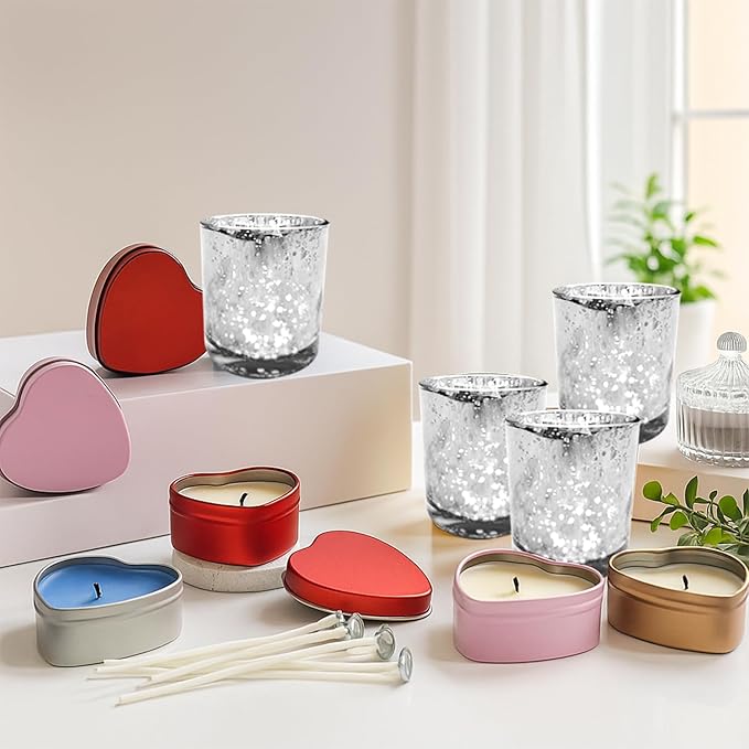 Ksedcon Digital Candle Making Kit with Wax Melting Pot, DIY Wax Melts Set with 12 Heart-Shaped Candle Jars, Full Scented Candle Maker for Adults