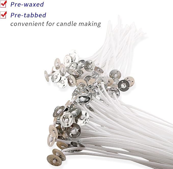 MILIVIXAY 100 Piece 6 inch Candle Wicks-Pre-Waxed-Candle Wicks for Candle Making.