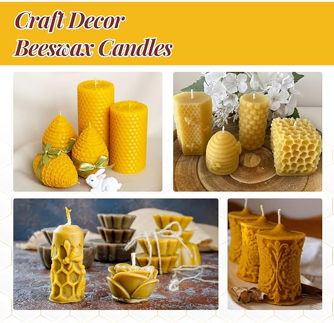 Beeswax Candle Making Kit for Adult, Make Your Own Beeswax Candle Kit Including Wax Melter Temperature Control,Cotton Wick,Wick Stickers