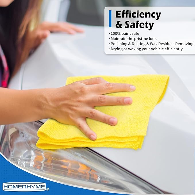 HOMERHYME Microfiber Cleaning Cloth, 150 Pack Cleaning Rags Microfiber Towel Bulk Absorbent Lint-Free Wash Cloths, All-Purpose Towels for Cars, Shop, Automotive, Garage, Home and Kitchen 11.5"*11.5"