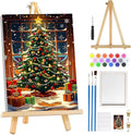 MOGTAA Christmas Paint by Numbers Kit for Adults Beginners with Frame, Christmas Tree Adult Paint by Number Kits on Canvas with Easel, Easy DIY Oil Painting Kits for Home Decor, 8x12in