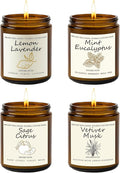 Scented Candle Gift Set, 4 Pack 25oz Soy Wax Candles, Long Lasting Aromatherapy Candles for Home Fragrance, Ideal Gift for Women and Men – Eucalyptus Mint, Lemon Lavender, Musk Vetiver, Sage Citrus