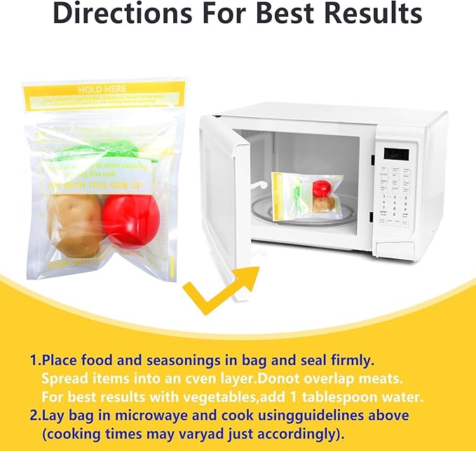 50 Pcs Microwave Steam Bags for Cooking Reusable Zipper Steam Vegetable Bag Frozen Food Heating Bags for Faster Vegetables Seafood and Meat, 7.1 X 7.9 Inches (50)
