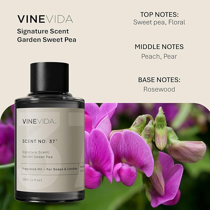 VINEVIDA [4oz] Garden Sweet Pea - Fragrance Oil for Candle & Soap Making - Natural Candle Scents Made in USA