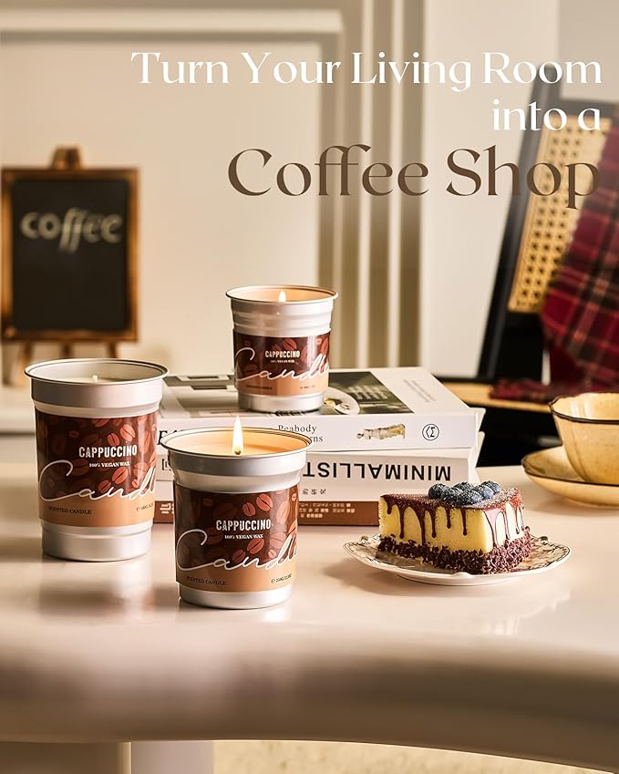 M&SENSE Cappuccino Coffee Scented Candles, Soy Wax 16.2oz 100 Hours Long Lasting Clean Burn, Large Fall Candle for Kitchen, Holiday Aromatherapy Gifts for Coffee Lovers, Cozy Winter Home Decor