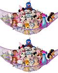 Lilly's Love Large Stuffed Animal Hammock | Corner Hanging Organizer, Toy Storage, Stuffed Animal Storage Net | Made from Quality Fishing Net, Holds 12lbs | 79"x63"x63" (Purple, 2 Pack)