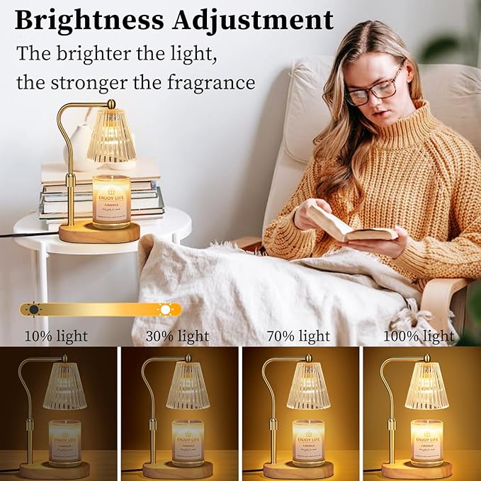 seenlast Candle Warmer Lamp with Timer Dimmer Adjustable Height for New Home Bedroom, Vintage Home Decor for Scented Jar