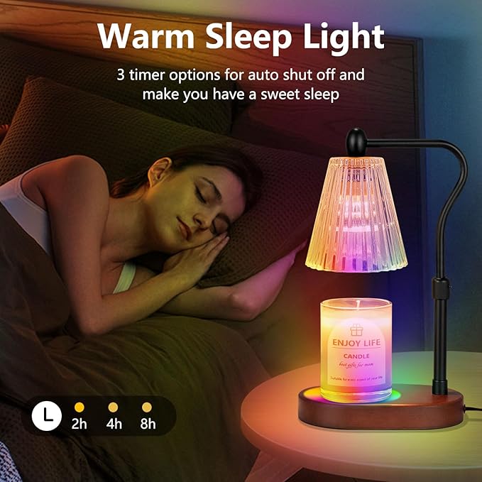 seenlast Candle Warmer Lamp with 8 Colors LED Changing,with Timer Dimmer Adjustable Height,Mothers Day Gifts,Vintage Home Decor