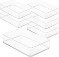 primebox Plastic Clear Drawer Organizers. Bathroom. Kitchen, Bedroom, Utensils, Office Organizer Bins, Storage Trays. Stackable. 9" x 6" x 2" Set of 6