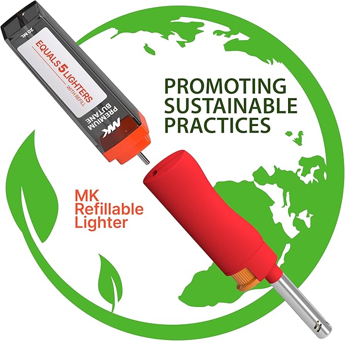MK Lighter Candle Lighters, Windproof Flame, Ideal for Candle, BBQ, Camping, Outdoor, Butane Refillable, Multipurpose Lighters (NBR-12PC)