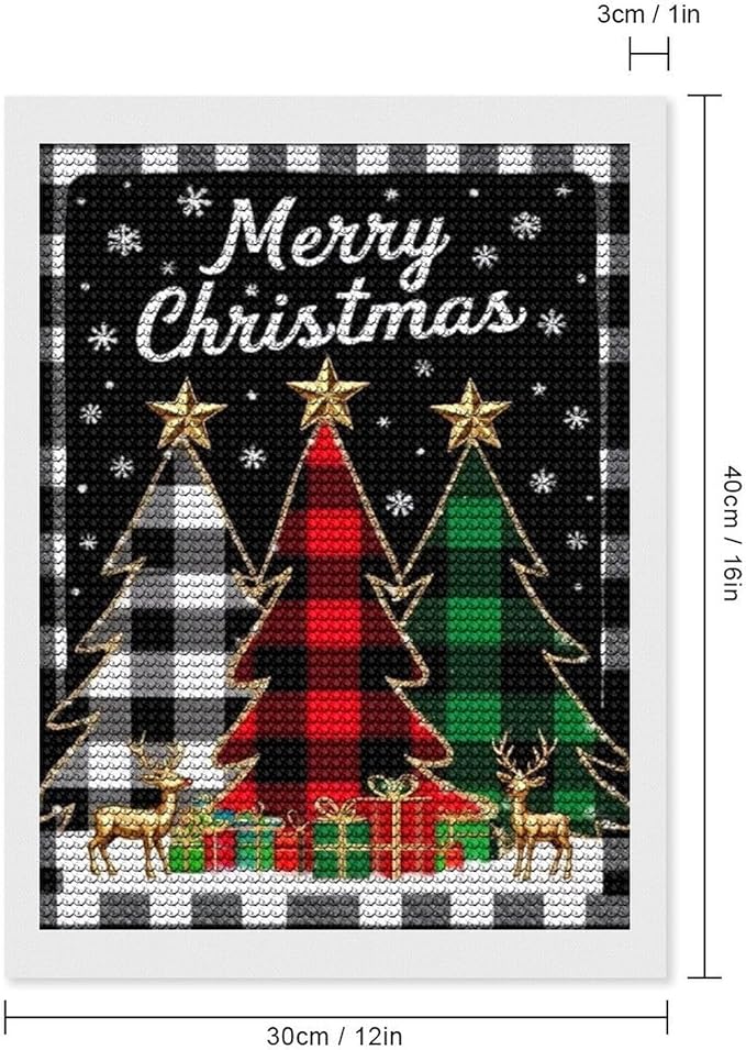 AIVKIEJK Diamond Painting Kits for Adults - Merry Christmas Tree Holiday Painting DIY 5D Full Drill Diamond Dots Paintings with Diamonds Gem Art and Crafts Home Decor 12"x16"