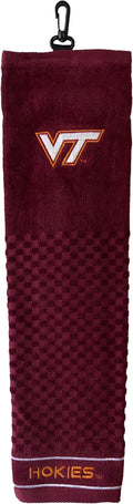 Team Golf NCAA Virginia Tech Hokies Embroidered Golf Towel Embroidered Golf Towel, Checkered Scrubber Design, Embroidered Logo