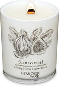 Hemlock Park Travel Inspired Passport Crackling Wood Wick Candle Handcrafted with Natural Plant-Based Coconut Wax (Standard 7.2 oz, Santorini | Wild Fig, Citrus, Caper Berry)