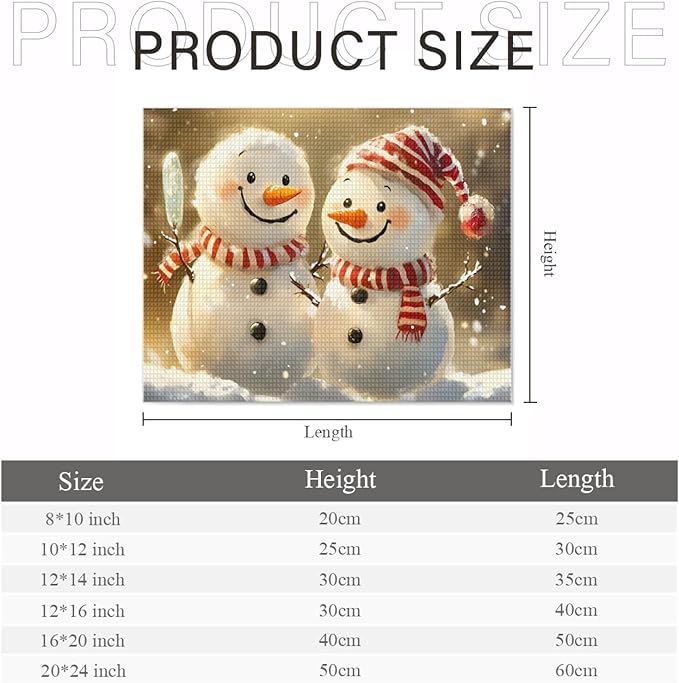 IMLQJES Snowman Diamond Painting Kits - 5D Two Cute Cartoon Snowmen Full Square Gemstone Crystal Christmas Diamond Painting Art Kits for Adult - for Living Room Decor 8x10 Inch