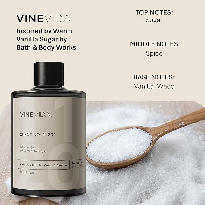 VINEVIDA [16oz] Warm Vanilla Sugar Fragrance Oil for Candle Making and Soap Making - Premium Candle Scents for Soy Candles