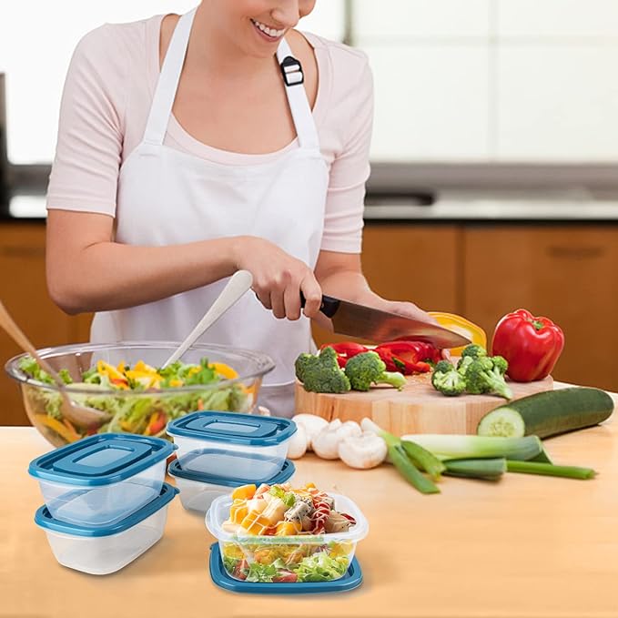 PEDECO 10PCS Food Storage Containers,Freezer Microwave safe,Food Container Sets,BPA Free Plastic Meal Prep Containers & Kitchen Set,Lunch Containers,use for School,Work and Travel,0.53 Quarts Per Box.