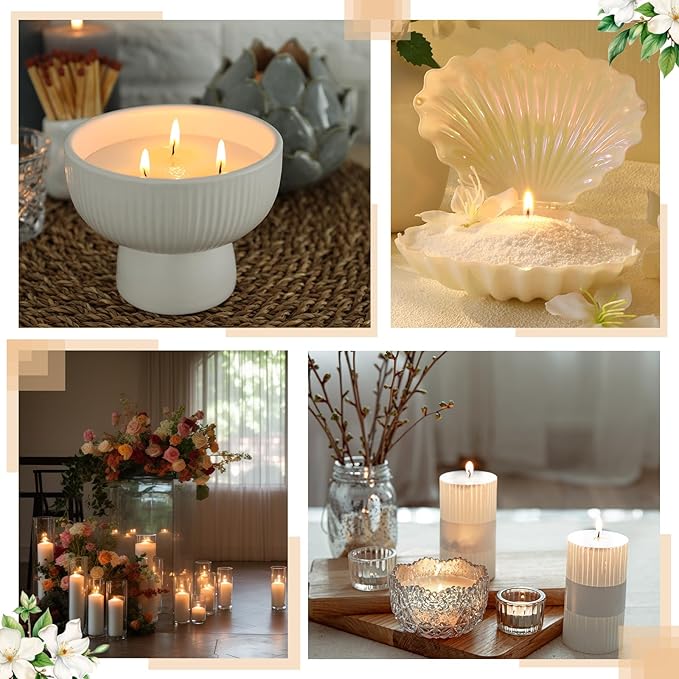 Conelist 2.2 lb Fir Scented Pearled Candle Sand Wax Set Customized Powder Making Candles Refill Kit Palm Wax All Natural Non Toxic with 10 Wicks for Gifts DIY Making