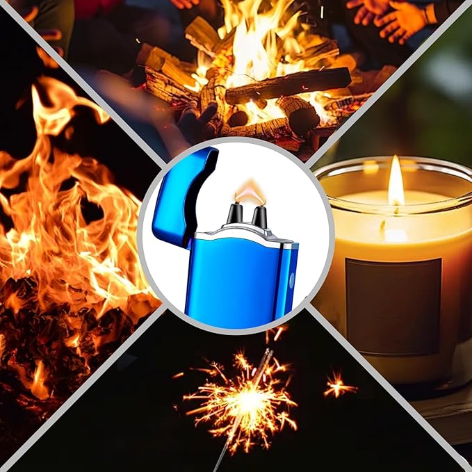 SKRFIRE USB Rechargeable Plasma Lighter – High-Power Arc Lighter with Digital Battery Indicator, Touch Ignition & Windproof for Candle, BBQ, Camping & More (Blue Ice)