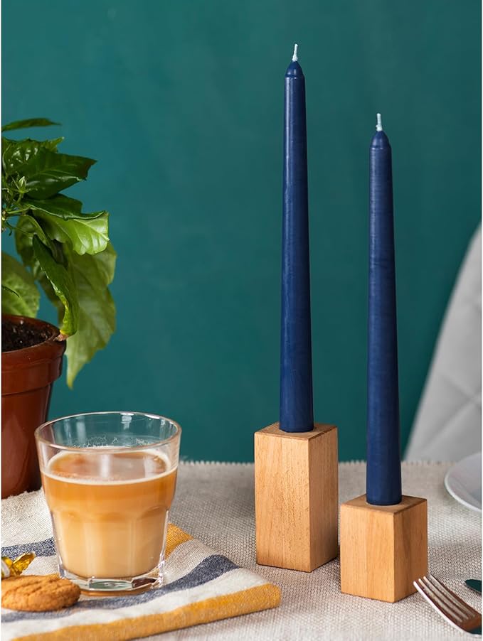 CANDWAX 12 inch Tapered Candles Set of 12 - Dripless and Smokeless Candle Sticks - Dark Blue Candle
