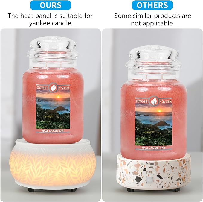 Ceramic Wax Melt Warmer for Scented Wax Warmer 3-in-1 Electric Fragrance Candle Warmer Lamp with 7 Colors LED Light for Mothers Day Birthday Gifts for Women Daughter Girl Home Office Deco(White-01)