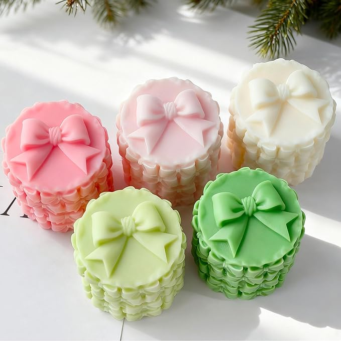 Candle Mold for Candle Making, 3D Column Silicone Mold for Resin Casting DIY Plaster Polymer Clay Home Decoration (Bow Knot)