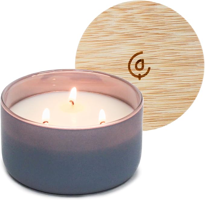 Calyan Wax Co. Charcoal & Sandalwood 3 Wick Scented Candle - 30 Hour Burn - Luxury 3 Wick Soy Candles - Non Toxic Soy Wax Candles - Long Lasting Large Glass Jar Candle for Home - 8oz