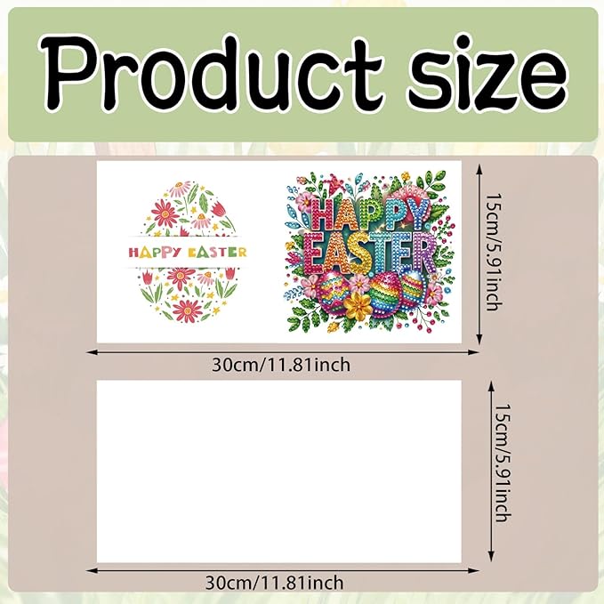 DoxQcs 5D Diamond Art Painting Greeting Cards Kit, DIY Cards for Blessings Congratulations Gifts, Greeting Card Set for Birthday Thanksgiving Day Christmas Halloween-Easter Font