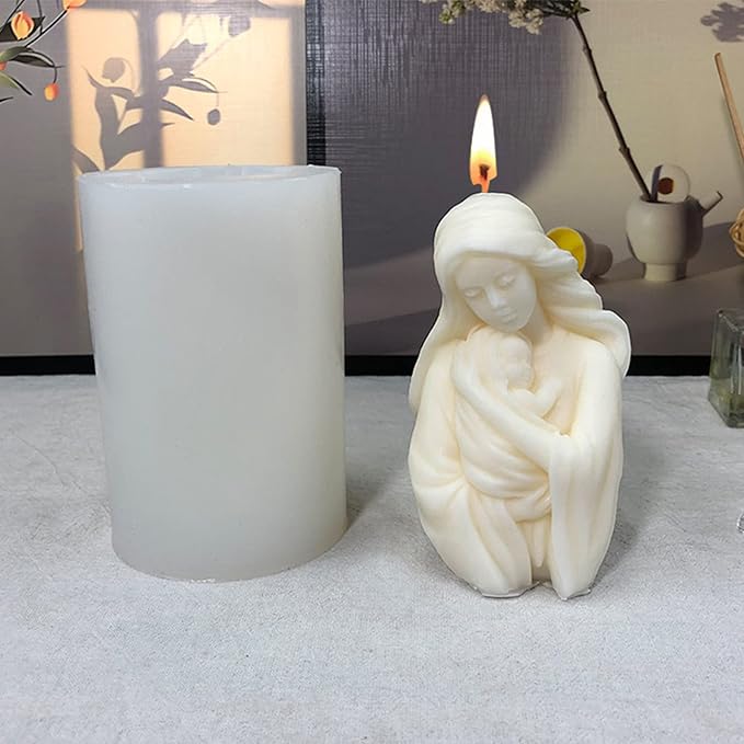 Virgin Mary Candle Mold, Silicone Mold for Religious Candle Making, Nativity Scene Candle Mold for Home Décor and Crafting