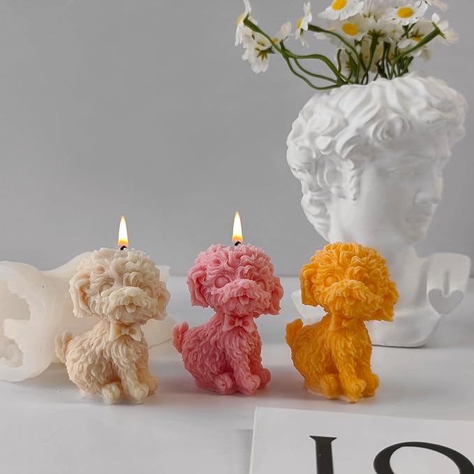 Dog Cylinder Candle & Resin Mold - Resin Casting Silicone Molds for Home Decor & Candle Making Wave Spiral Mold