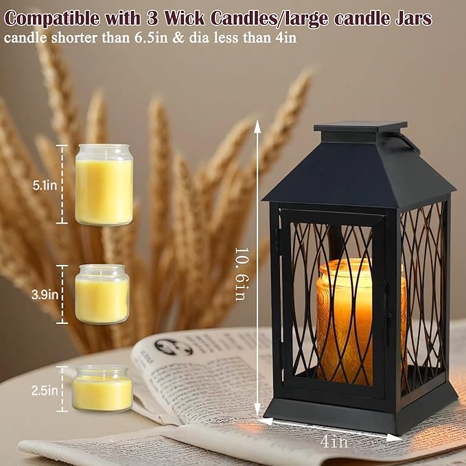 Black Candle Warmer Lamp with Timer Dimmable,Compatible with 3 Wick Candles/Large Candel Jar,Vintage Lamps Candle Warming Lamp,Fully Enclosed Designed/Hanging Up-Electric