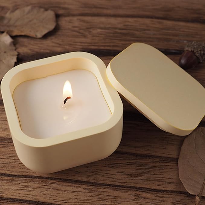 2 Sizes Candle Jar Molds, Silicone Concrete for Candle Holder with Lids, Candles Resin Mould Epoxy Resin Casting DIY for Candle Making Supplies Scented Candles Soaps Making