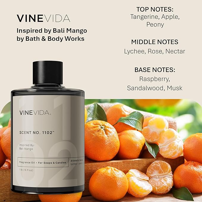 VINEVIDA [16oz] Bali Mango Fragrance Oil for Candle Making and Soap Making - Premium Candle Scents for Soy Candles