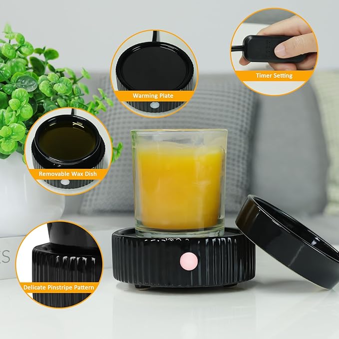 Wax Melt Warmer with 4 Timer & PTC Heating- Ceramic Fragrance 3-in-1 Oil Burner Electric Candle Wax Melter for Home Office Bedroom Fragrance, Home Décor and Gift Choice