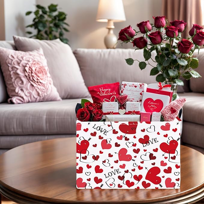 Valentine's Day Basket Gift for Empty Cute Heart Large Storage Bin for Kid and Baby Room Décor (Love Arrow Heart)