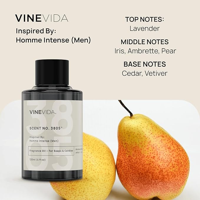 VINEVIDA [4 Oz] Scent No. 3805 Inspired by Homme Intense (Men); Fragrance Oil for Candle Making and Soap Making - Premium Candle Scents for Soy Candles
