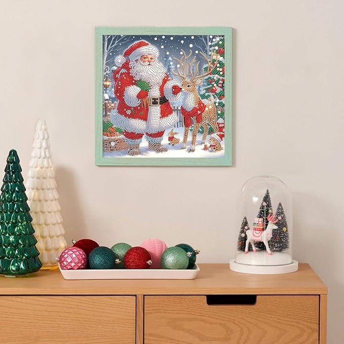 Diamond Art Painting Kits for Adults, Christmas Santa Claus 5D Special Shape Diamond Art Kits for Beginners, Crystal Rhinestones Diamond Art Painting for Home Wall Christmas Decor Gift 12×12inch