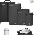 4 Set Vacuum Bags for Travel, Professional Reusable Organizer Bag with IPX8 Waterproof Zipper, Compression Bag for Suitcases, Durable Seal Space Saver Bags (Black,with pump)
