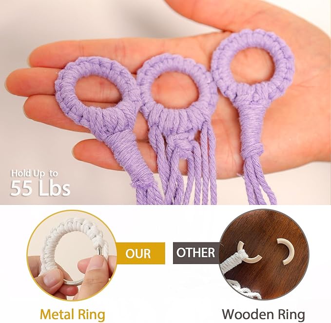 YKBU Stuffed Animals Hammock Corner Hanging Net for Macrame Stuffed Animal Storage Plush Toy Holder Toy Organizer for Boho Nursery Playroom Bedroom (purple, Large)