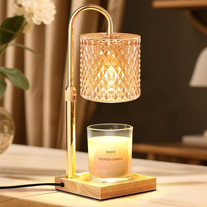 Candle Warmer Lamp with Timer Dimmer Adjustable Height, Candle Warmer with 2 Bulbs for Jar Candles, Home Decor, for Women Birthday