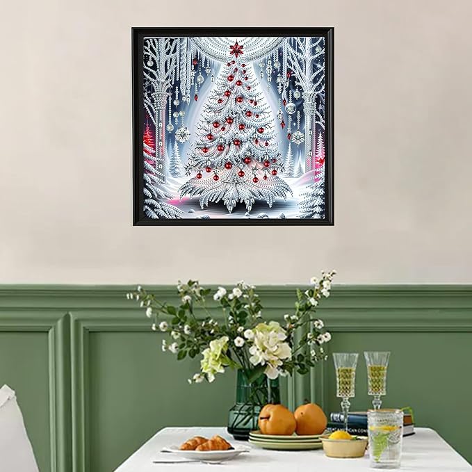 Christmas Tree 5D Special Shape Diamond Art Kits for Beginners, Christmas Winter Theme Diamonds Painting Kits for Adults,DIY Crystal Rhinestones Diamond Paintings for Home Wall Decor 12×12Inch