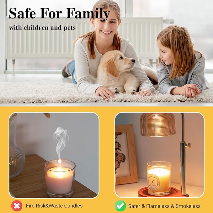 Candle Warmer Lamp with Timer Dimmer, Adjustable Height Wax Melt Warmer for Jar Candles, Vintage Home Decor & Aesthetic Bedroom Decor, Birthday Gifts for Women Mom Sister with 2 Replacement Bulbs