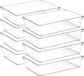 8 Pack Drawer Organizer - 6" X 9" Clear Acrylic Storage Bins with Non-Slip Pads, Versatile Desk Tray for Makeup, Jewelry, Kitchen, Bathroom, and Office Organization