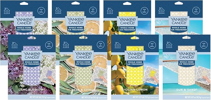 Yankee Candle Whole Home Air Freshener Variety Pack (Lilac Blossoms, Sage Citrus, Sun and Sand, & Sicilian Lemon) (2ea / Pack of 8)