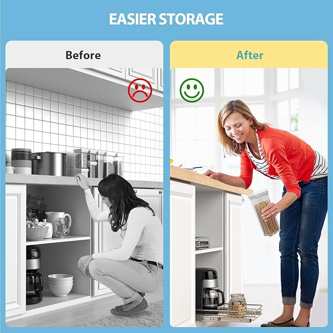 ZOINLIY Pull Out Cabinet Organizer, Versatile Slide Out Kitchen Organizers and Storage,Heavy Duty Drawer Cupboard Storage Basket, Smooth Sliding, Chrome Finish (24.8 * 21inch)