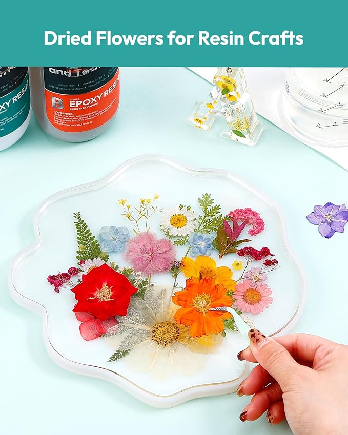 Dried Flowers, Resiners 174Pcs Pressed Flowers for Craft Pink Real Natural Dried Flowers Dry Leaves Kit for DIY Making Crafts Resin Soap Candle Scrapbook Supplies Card Making Jewelry